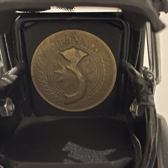 Rickshaw Pedal Taxi Cart Metal Vietnam Gold Coin Seat Cycle Canopy Becak - Picture 5 of 15